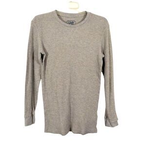 Jachs Waffle Knit Thermal Tee Shirt Long Sleeve Gray Crew Neck Mens Large